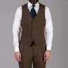 Abiti da uomo Costume Smoking da sposa marrone Risvolto con visiera Slim Fit Abiti da sposo Abiti da cerimonia per uomo Abiti da uomo Blazer 3 pezzi