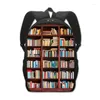 Sacos escolares biblioteca estante livro impressão mochila para bibliotecário livros amante mulheres estudantes acampamento mochila viagem daypack presente