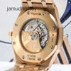 AP İsviçre Lüks Saat Erkekler İzle 15400 Royal Oak Serisi 41 Gösterge 18K Gül Altın Malzeme Tarihi Ekran Otomatik Mekanik Saat Seti