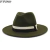 Cappelli a tesa larga Cappelli a secchiello Nuovi cappelli in feltro Cappelli Fedora a tesa larga con fascia a nastro invernale Uomo Donna Abito elegante Cappelli formali Panama Jazz Cap YQ231116