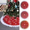 Decoraciones navideñas falda de árbol 35 pulgadas estera rojo Papá Noel muñeco de nieve alce para fiesta navideña