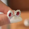 Princess Diana Ruby Diamond Promise Jewelry set 925 sterling silver Bijou Wedding Earrings Rings Necklace for women Jewelry Gift