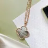 four leaf clover BIG necklace Natural Shell Gemstone 925 silver designer for woman T0P highest counter Advanced Materials brand designer gift for girlfriend 023