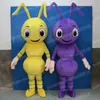 Boże Narodzenie żółto/fioletowa maskotka Mascot Cartoon Temat Postacie karnawał unisex dorośli rozmiar Halloween przyjęcie urodzinowe fantazyjne strój na świeżym powietrzu dla mężczyzn