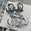 Modeschmuck Western Kaiserin Dowager Ohrringe Manda Silber Ring Kristall Drei Eins-Ohrringe Klassische vielseitige Two Wear Ohrringe