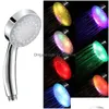 Pommeaux de douche de salle de bain 7 couleurs changeantes tête LED pulvérisateur de pluie pomme de douche à économie d'eau accessoires de remplacement 231031 Drop Delive Dhwyn