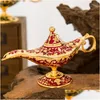 Lâmpadas de fragrância Conto de fadas Aladdin Magic Lamp Vintage Censer Creative Metal Aroma Burner Mti Color Incenso Burners Chegam novas 35x12x18 Dhjsa