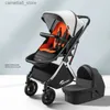 Strollers# Baby stroller luxury High landscape design 2 in 1 shock absorption stroller baby Newborn Pram Two Way Stroller fold Pushchair Q231116