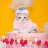 Abbigliamento per cani Confortevole gonna tutù rosa Costume per animali domestici Festa di compleanno Gattini Vestito per gatti con corona per le vacanze