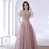 Party Dresses Boat Neck Evening Dress Women Summer A-Line Tulle Birthday Gowns Banquet Temperament Slim Fit Formal Long