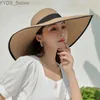 Wide Brim Hats Bucket Hats HT3575 Large Brim Hat Women Large Brim Spring Summer Sun Hat Ladies Packable Floppy Str Hat Female Sun Shade Beach Hat Women YQ231116