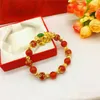 Strand Product Natural Crystal Red Beads Bracelet And Green Pixiu Pendant Jewelry Wholesale