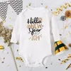 Rompers Hello 2024 born baby jumpsuit long sleeved this is my first Year boy girl Ropa costume 231115