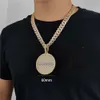 Mäns hip-hop runda namn Iced ut S925 Silver 10K 14K 18K Guldpläterad gul vit Moissanite diamanthänge halsband