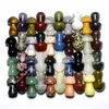 Decorative Figurines 50pcs Wholesale Natural Stone Pendant Necklace Mushroom Carvings And Sculptures Beads For Jewelry Making Handmade Gifts