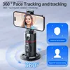 Stabilizatory P02 360 Rotacja stabilizator Gimbal Kolejne selfie Desktop Śledzenie twarzy Gimbal dla smartfona Tiktok na żywo z zdalną migawką Q231117