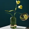 Vases Retro Glass Home Supplier Decoration Flower Vase With Luxury Gold Rim Living Room Hydroponics Decor Ornament