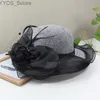 Wide Brim Hats Bucket Hats Summer Women Wide Brim Sun Hats Church Kentucky Derby LadiesTea Party Veils Hat Fedoras Floral Wedding Dresses For Fascinator YQ231116