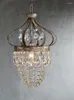 Pendant Lamps French Retro Crystal Chandelier Small Distressed Wrought Iron Forged Crown Lamp Bedroom Light Living Room Dining