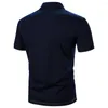 Herrpolos män t-shirt kort ärm två färg skarv urban affärspolo casual mode lapel topp