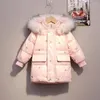 Manteau en duvet pour filles de 2 à 9 ans, à capuche, épais, chaud, Long, coupe-vent, vêtements pour enfants