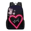 Sacs d'école Amour Coeur Coloré Rose 3D Imprimer Enfants Sac À Dos Cartables Noir Bookbags Pour Adolescent Filles Garçons Enfants Livre Sac