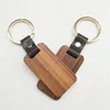 Personalized Leather Keychain Pendant Beech Wood Carving Keychains Luggage Decoration Key Ring DIY Thanksgiving Father's Day Gift LL