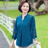 Kvinnors blusar kvinnor 2023 mode koreansk stil lös v-hals mamma solida skjortor vintage elegant långärmad topps z57