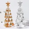 Décorations de Noël Arbre en métal Lumières Table Ornements forgés Présentoir avec pendentifs en cristal Décoration