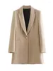 Costumes pour femmes Blazer long femmes manteau 2023 printemps élégant bureau dame Blazers métal bouton manches veste femme vêtements d'extérieur Chic hauts