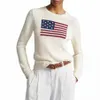 Kvinnors tröjor tröja estetik långärmad överdimensionerad pullover toppar kläder y2k kvinnor vinter vintage damer lyx amerikansk flagga 231110