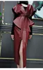 Women's Leather Lautaro Spring Luxury Designer Faux Jacket Women Sashes Red Wine Cape Shawls For Gothic Cloak Runway Fashion 2023