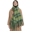 Halsdukar Hanipa Autumn Winter Luxury Scarf Women Designers för förtjockad hästsvans fransad frans varm halsduk sjal 231116