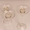 clear long stem glass candle holders 3 size set Candleholders Tea Light Candle Holders Clear for Dining Party Home Decor Parties Table Settings Gifts