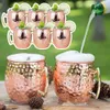 Mugs Cocktail Wine Cup Moscow Mule Mug Stainless Steel Hammered Copper Plated Beer Coffee Bar Drinkware Champagne 231116