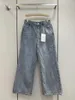 Damen-Jeans, luxuriös, C-Marken, Sommermode, verwaschenes blaues Design, gerades Bein, Denim-Hosen, lockere, lässige, hoch taillierte Hose