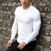 Män s t skjortor fast färg fitness t -shirt för lång andningsbar sport mode casual trend smal fit hylsa 231116