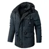 男性Sレザーフェイク高品質プラスサイズラムスウールフード付きジャケット冬の屋外マルチポケット肥厚ジャケット231116
