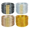 Manchet 9pc Glanzend Glitter Stapelbaar Jelly Tube Plastic Bangles Armbanden Set voor Vrouwen Gevuld Siliconen Lichtgewicht Pols Meisjes Cadeau 231116