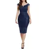 Casual Jurken Sexy Bodycon Kant Voor Vrouwen Korte Mouw Holle Wrap Hip Feestavondjurk Solide Formele Gelegenheid Midi vestidos