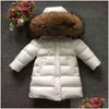 Para baixo casaco crianças menina menino inverno real pele espessada jaquetas 90 casaco longo casaco 1-12y bebê crianças roupas -30 outwear 211203 dr dhlvd