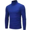 Men's T Shirts 2023 Autumn Winter High Collar Design Men's Simple Solid Color Long Sleeve T-shirt