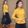 Этническая одежда 2023 Женщины китайского стиля Qipao Tops National Hanfu Blous