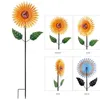 Décorations de jardin Tournesol Wind Spinner Fleur en métal avec moulin à vent papillon pour balcon de pelouse extérieure Beau décor créatif coloré