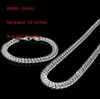 925 Sterling Silver Plated Men Bracelet Necklace jewelry set 3:1 Figaro chain Box Chain Hemp Rope Chain Side Chain Snake Chain Cuba Chain 3mm 4mm5mm 6mm 7mm 8mm 10mm 12mm