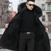メンズファーフェイクマンパーカ冬スタイリッシュジャケットロングストリートウェアロシアの本物のコート天然アライグマカラーフード付き厚い暖かい231115