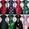 Bow Ties 2023 Julbindning Set Blue Green Red Silk Party Accessories Slipsarduk Manschettknappar Gift för män