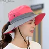 Szerokie czapki z czapki wiadra czapki ochronne UV Składane czapki wiadra dla kobiet hole hole fisherman's kapelusz duży szerokokątny wizjerze dla dzieci łowiectwo do wspinaczki YQ231116