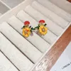 Stud Earrings Cute Yellow Daisy Flower For Women Fashion Romantic Girls Accessories Daily Wear Jewelry Birthday Anniversary Gift