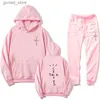 Men's Tracksuits Cactus Jack Fashion Men's Oversized Hoodie Sweater + Pants 2-piece Set Men's Casual Jogging Sportswear Suit Men's Sportswear Q231117